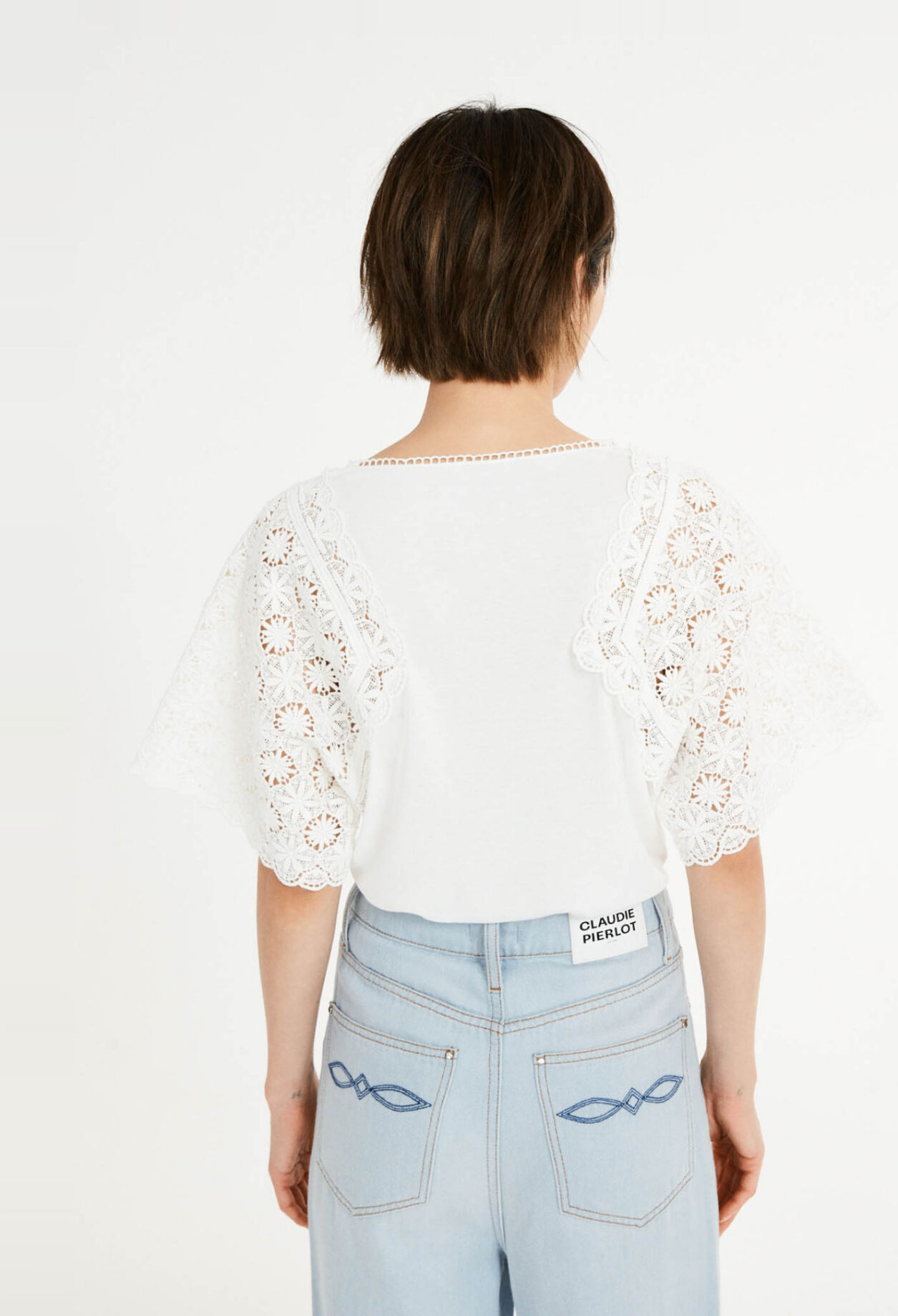 T-shirt manches guipure