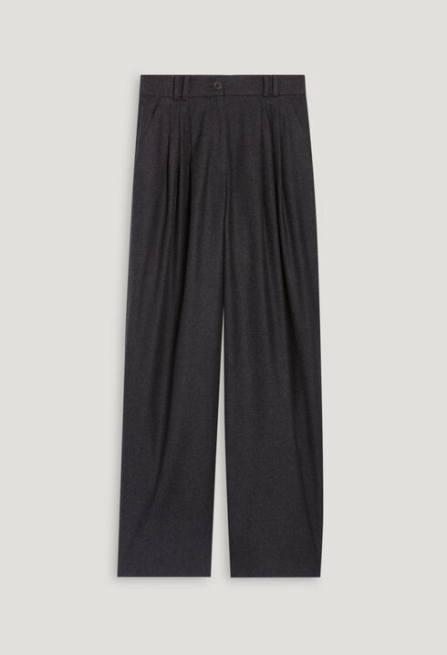 Flecked grey wide-leg trousers