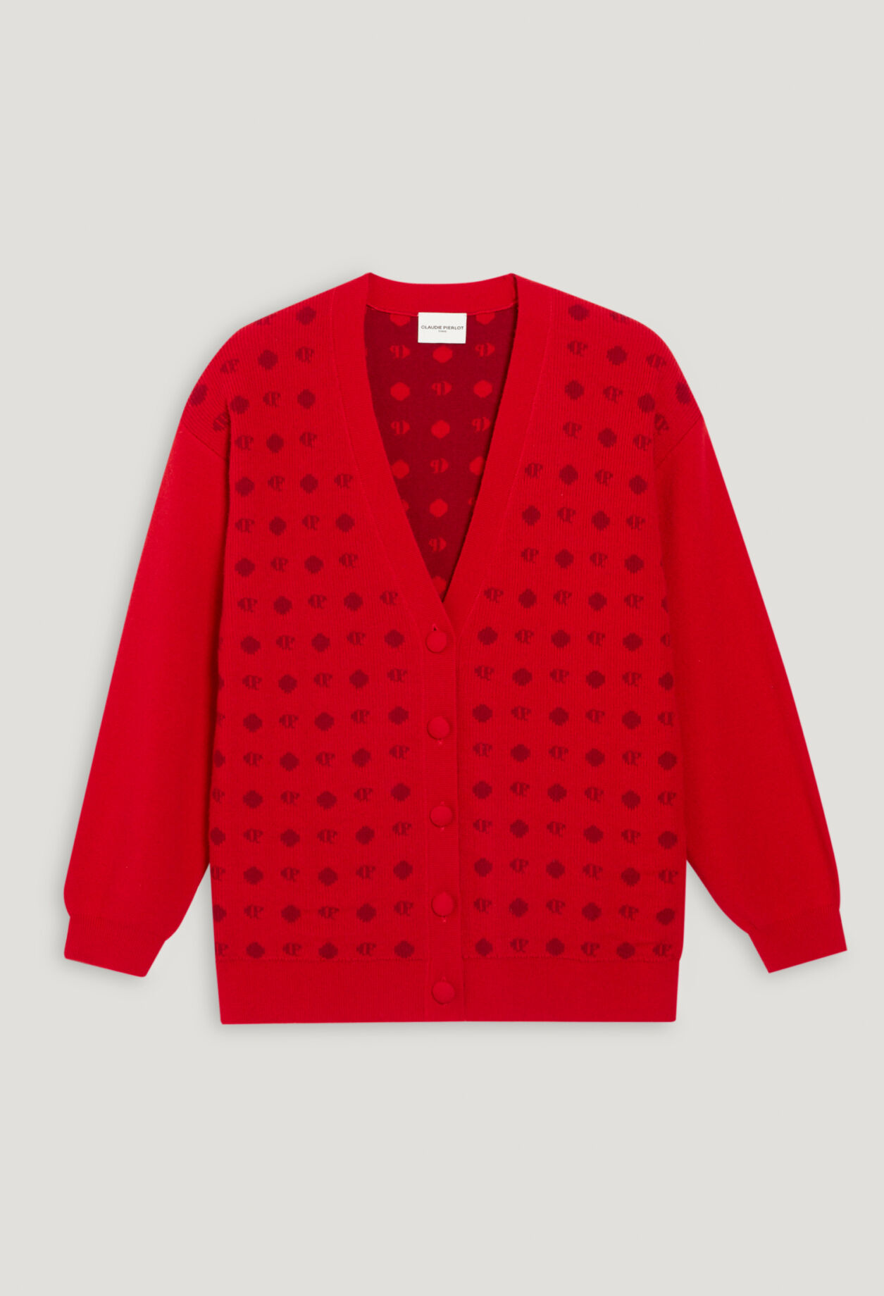 Cardigan jacquard rouge