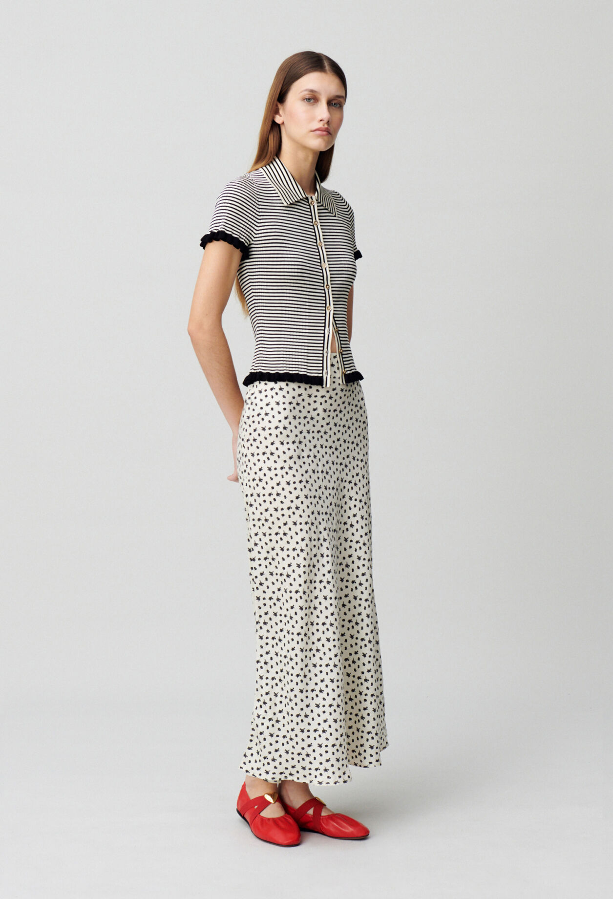 Top polo rayures boutonné