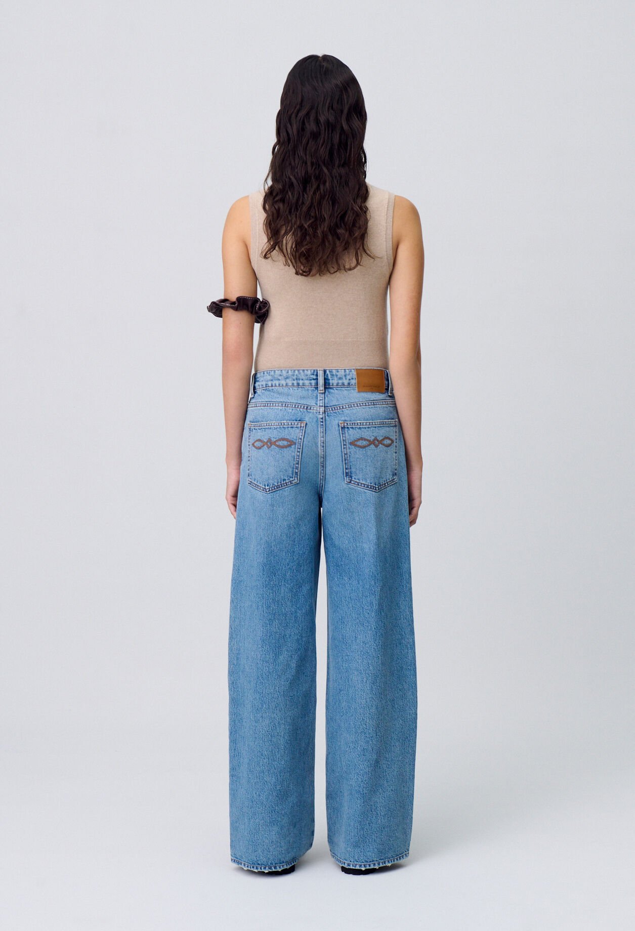 Jean denim droit large délavé