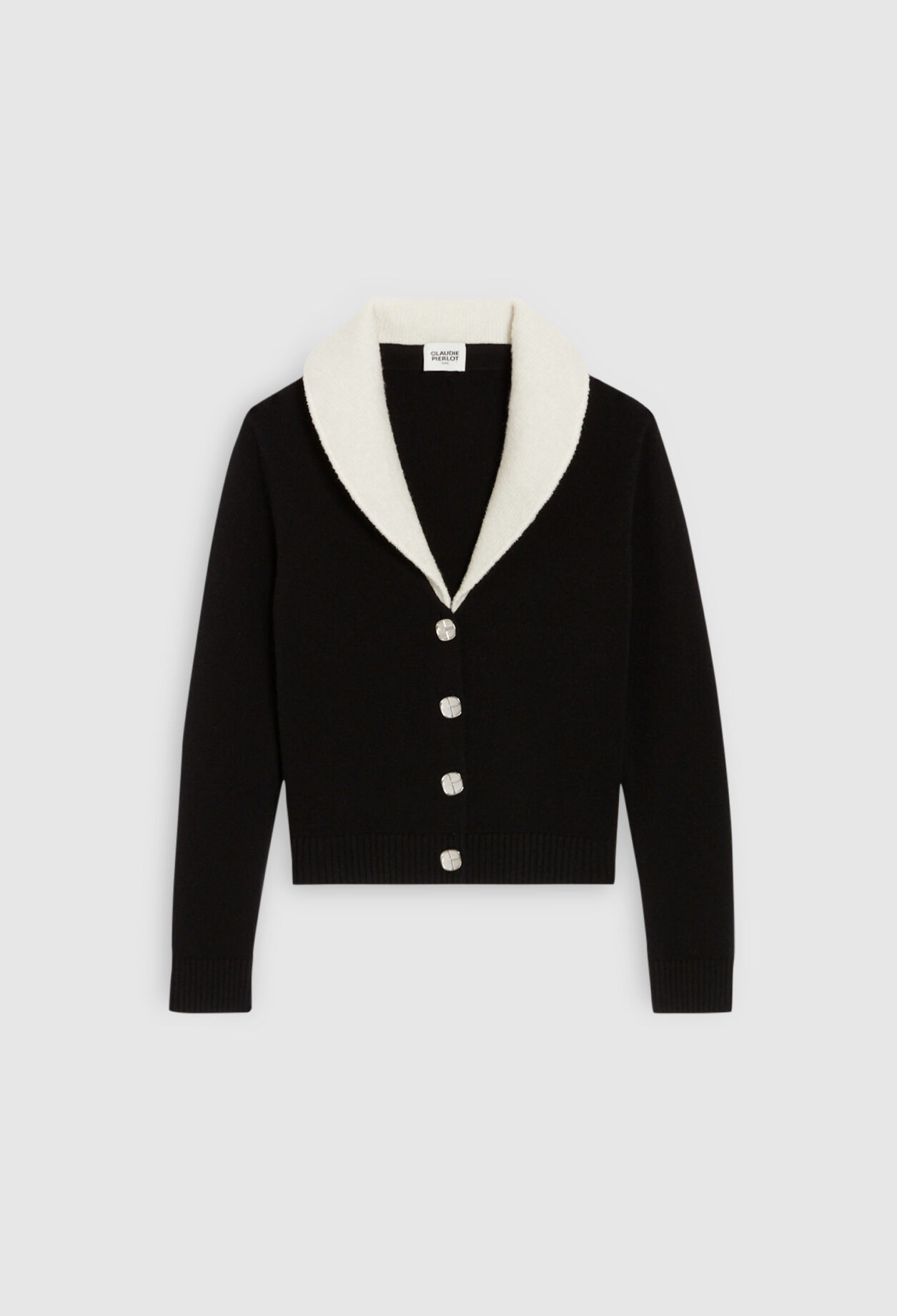 Cardigan maille à col claudine