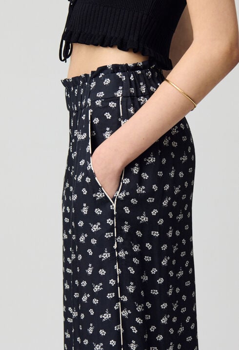 Pantalon large fluide imprimé