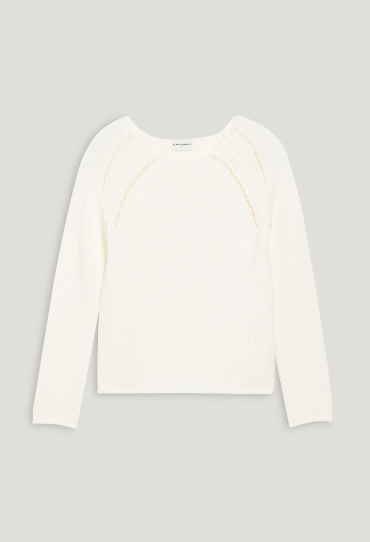 Pull maille broderies écru