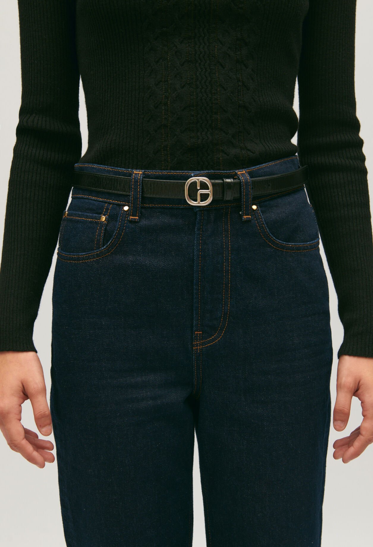 Ceinture strass cuir noir