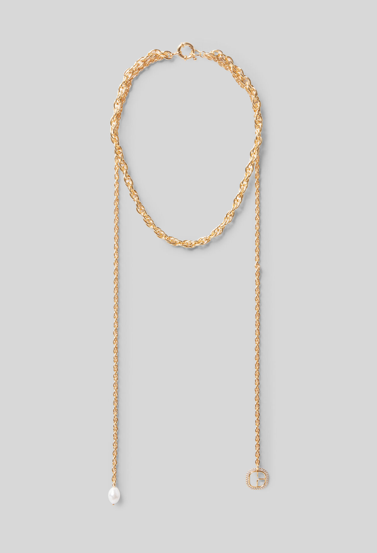Collier double chaîne perle