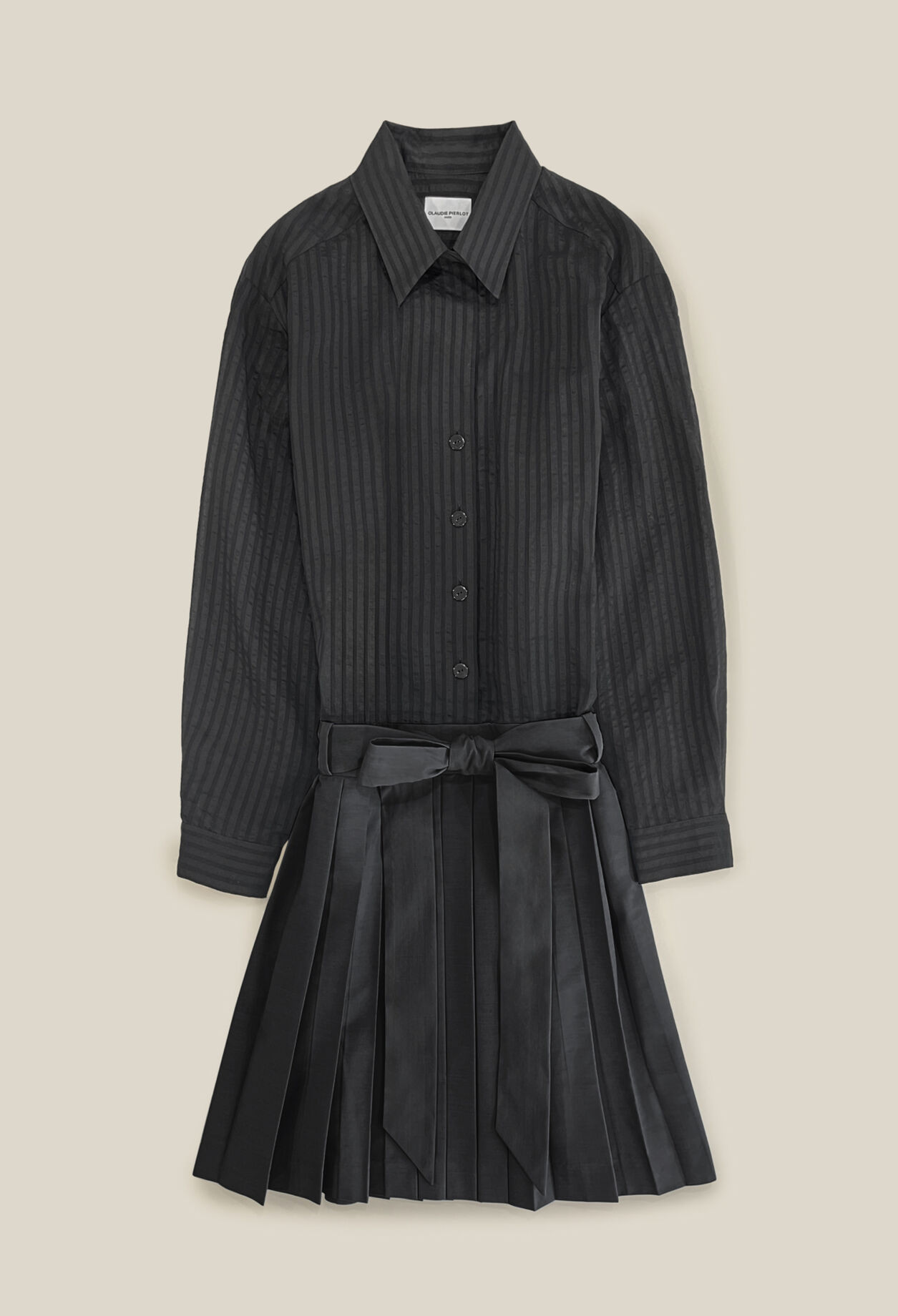 Striped mixed-fabric dress