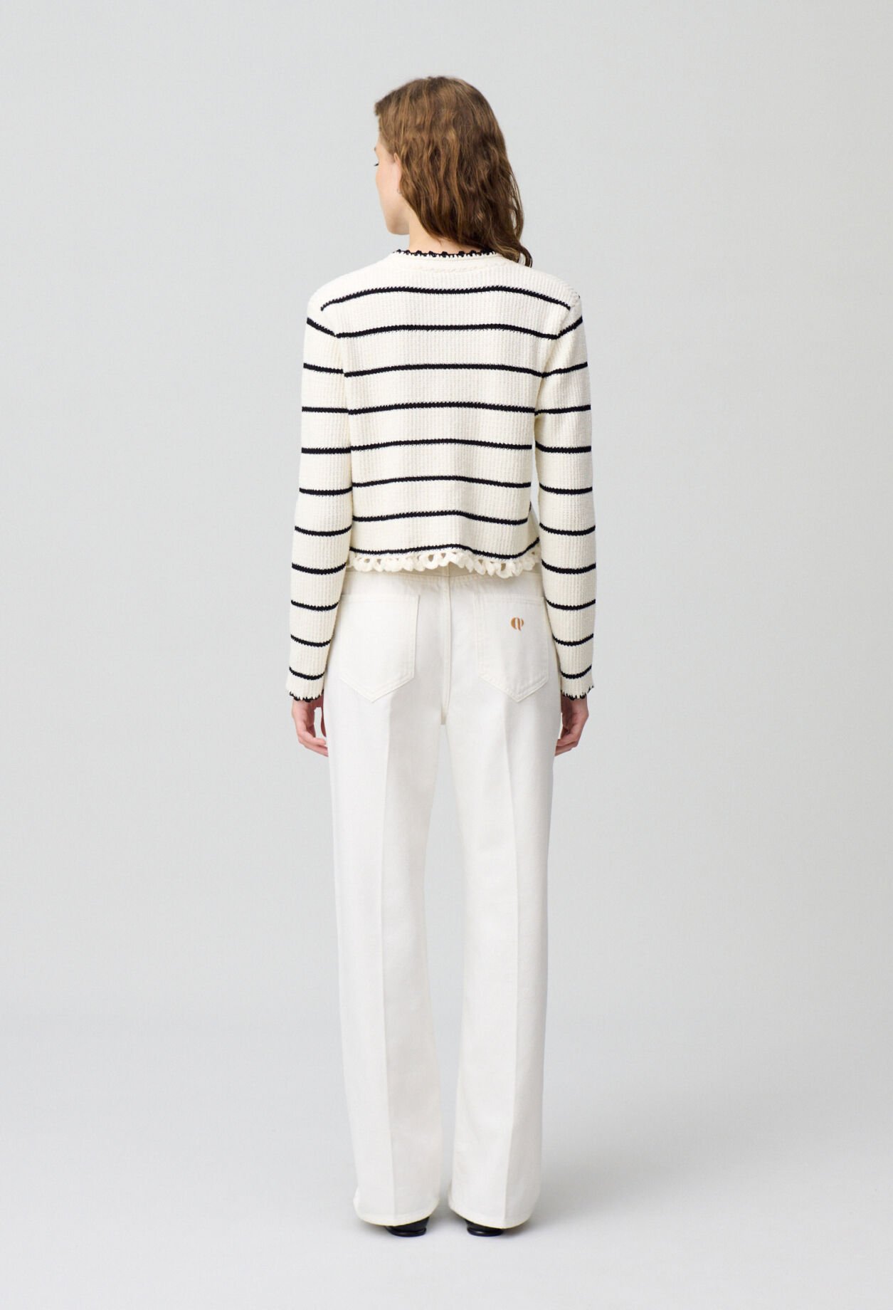 Fine knit striped cardigan