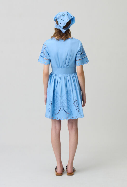 Robe courte broderies papillon