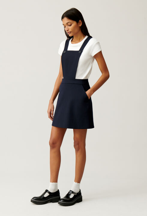 Short navy dress with straps