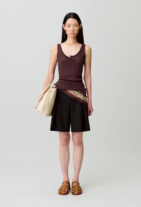 Ruffle pointelle knit tank