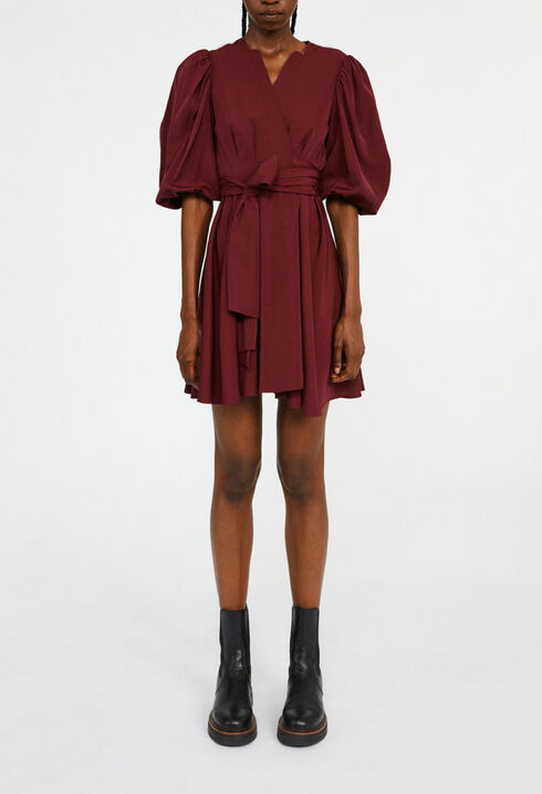 Robe bordeaux courte cache cœur