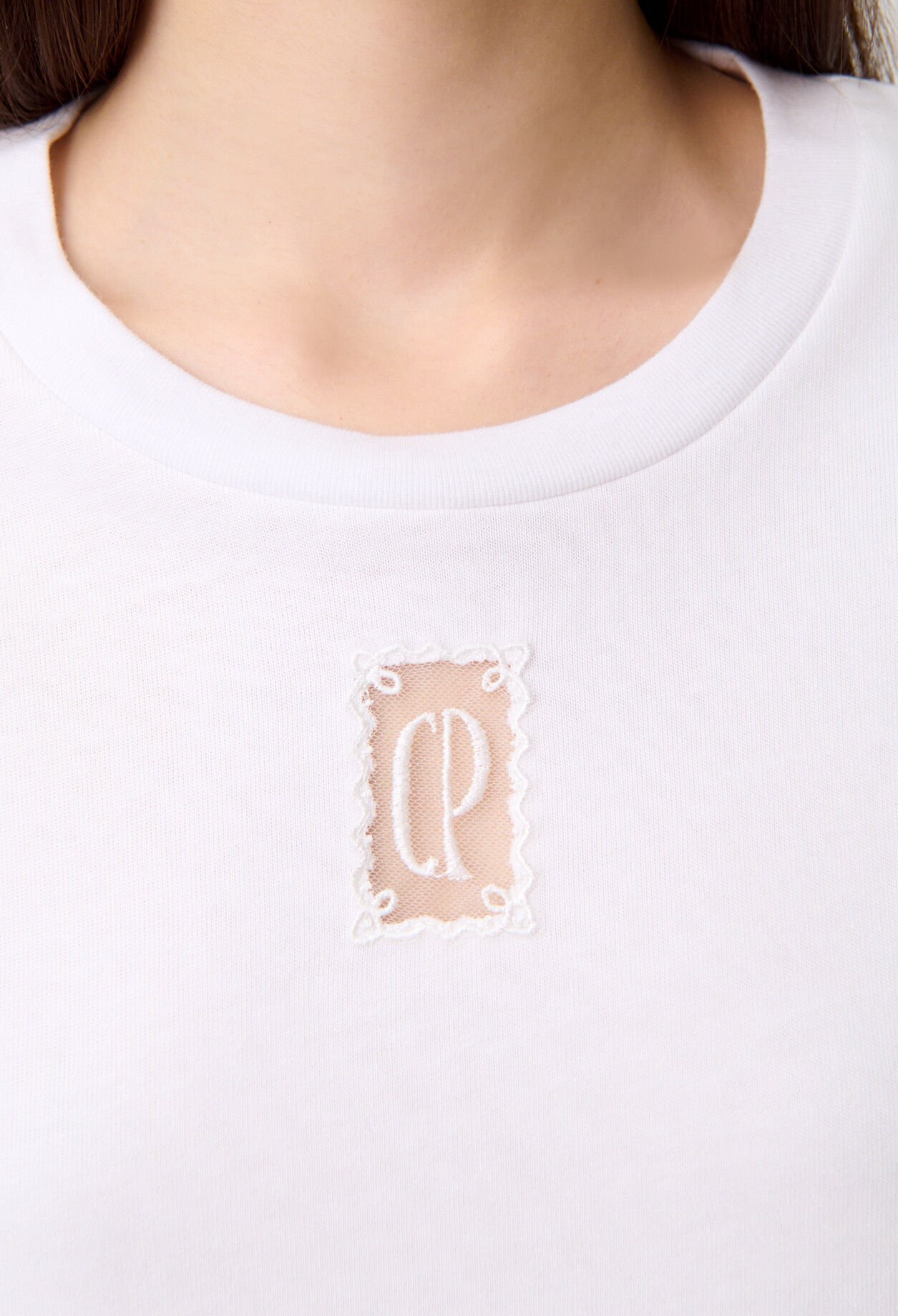 Wide cropped cotton T-shirt