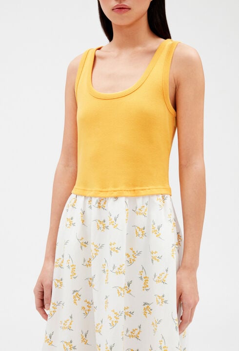 Robe midi bimatière mimosa