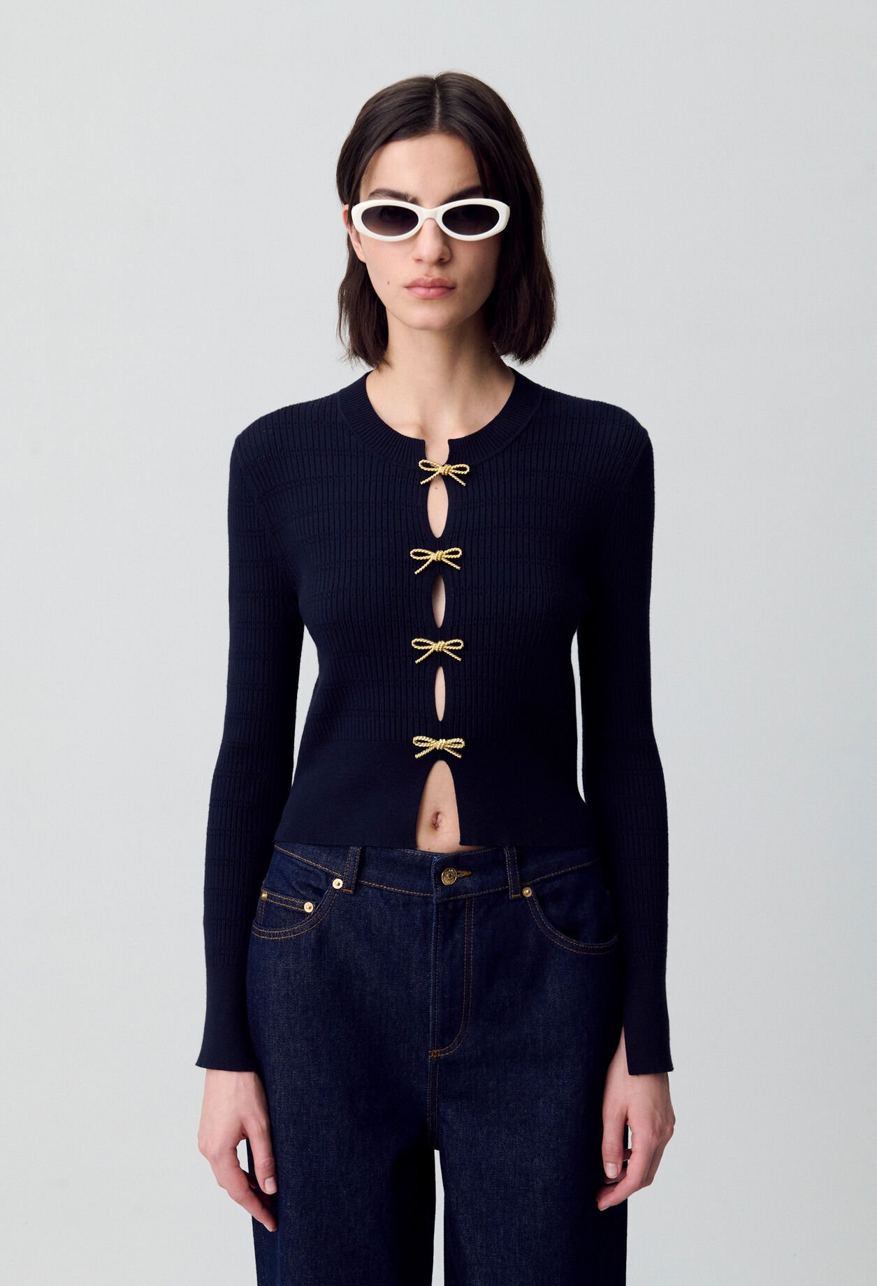 Pull maille fine noeuds