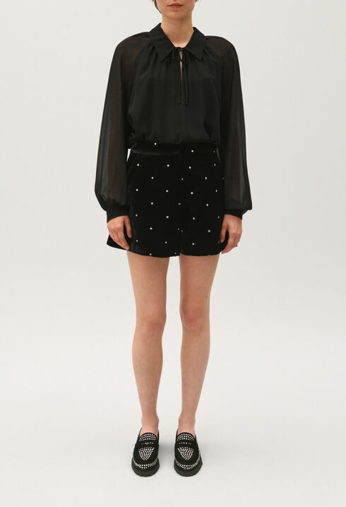 Black velour shorts