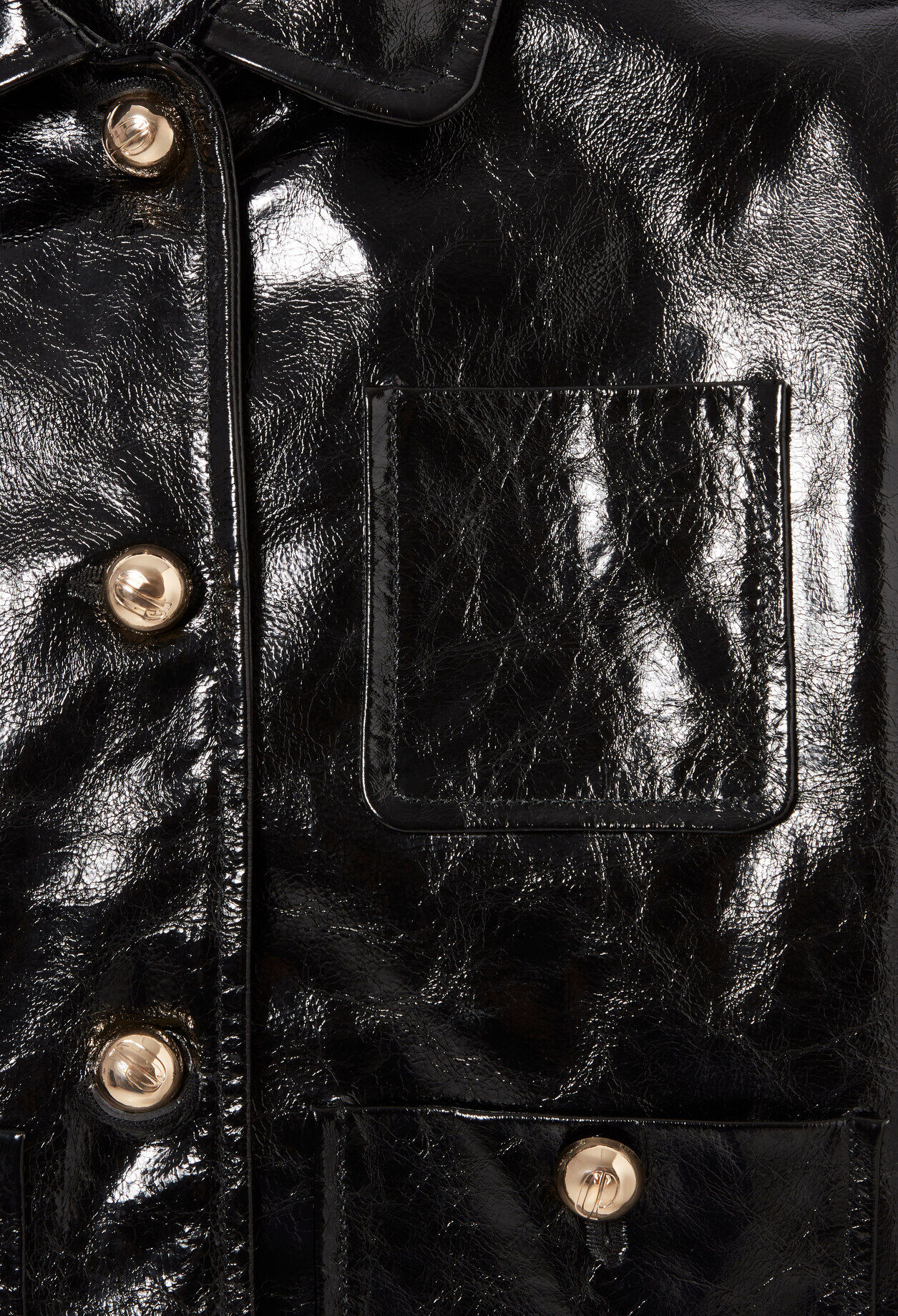 Aged patent leather jacket