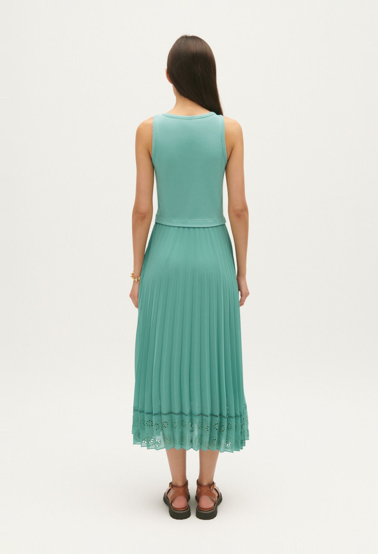 Robe midi bimatière vert d'eau