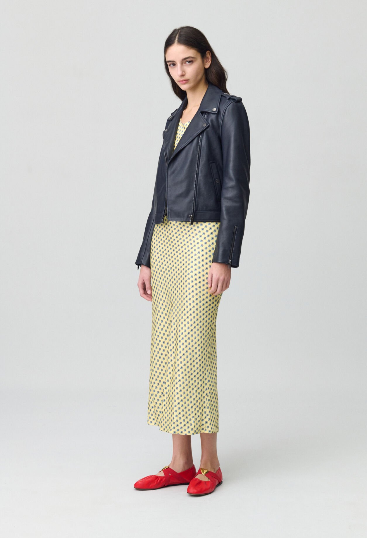 Veste cuir grainé noir