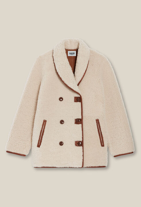 Manteau réversible peau lainée écru