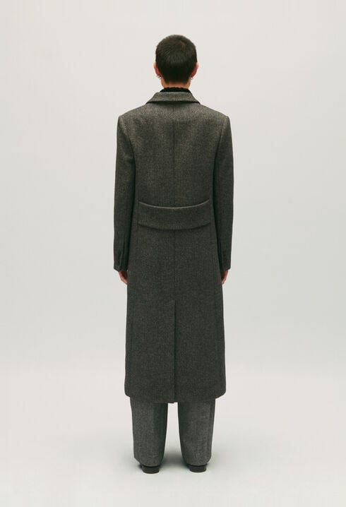 Manteau droit mi-long bicolore