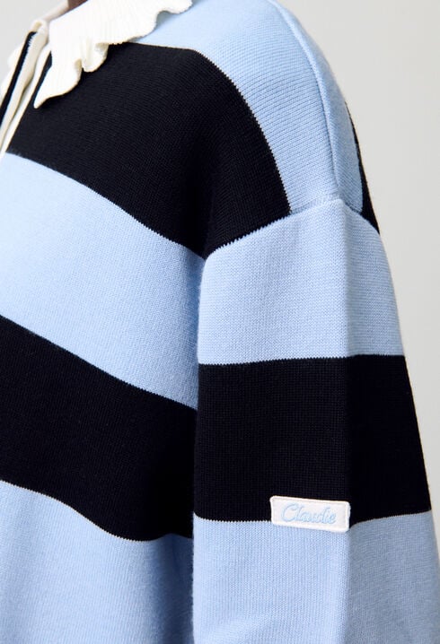 Pull polo large rayures