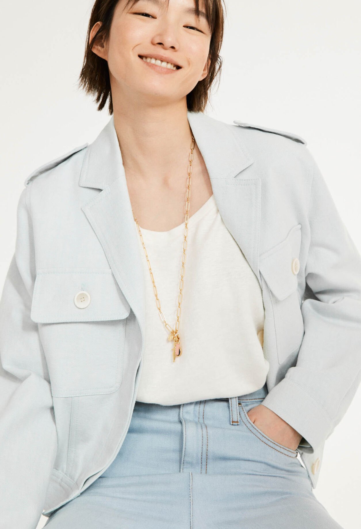 Long gold necklace