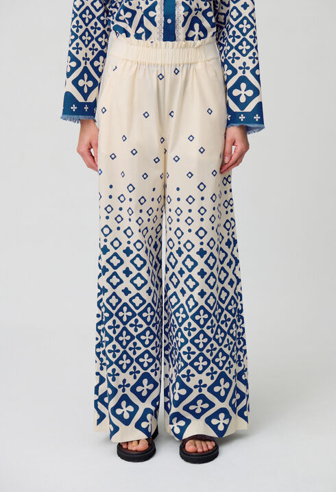 Pantalon large fluide imprimé