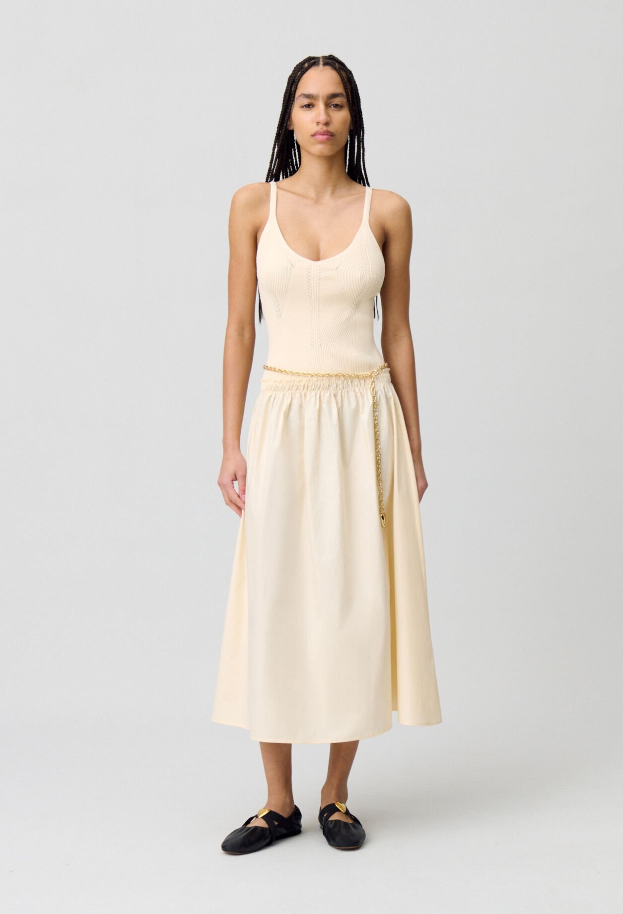 Midi dress with knit bodice