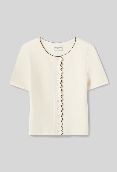 Contrast knit cardigan