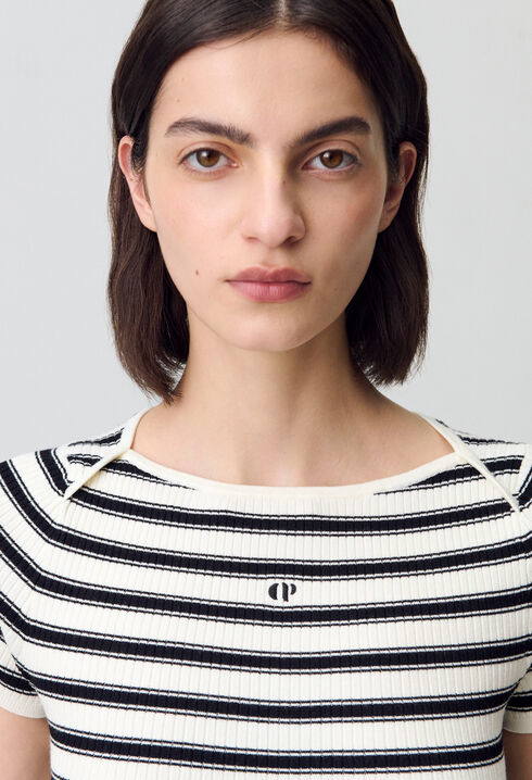 Fine-Knit Breton Stripe Top