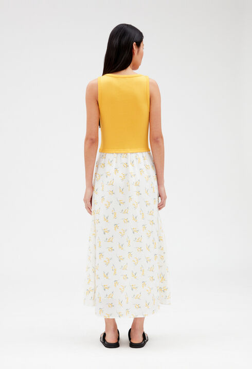 Robe midi bimatière mimosa