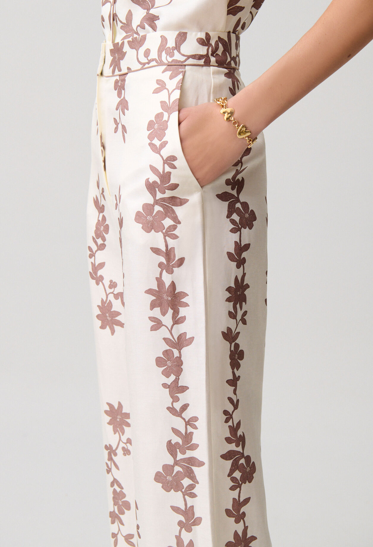 Pantalon large fleurs