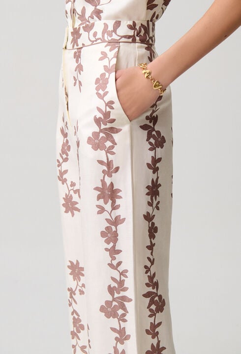 Floral wide-leg trousers