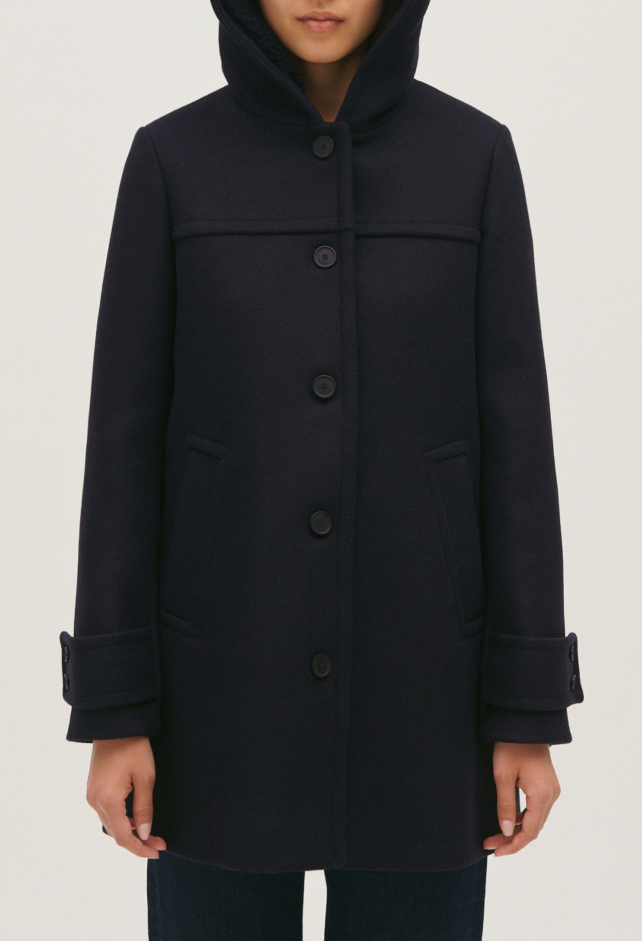 Wool blend hooded coat