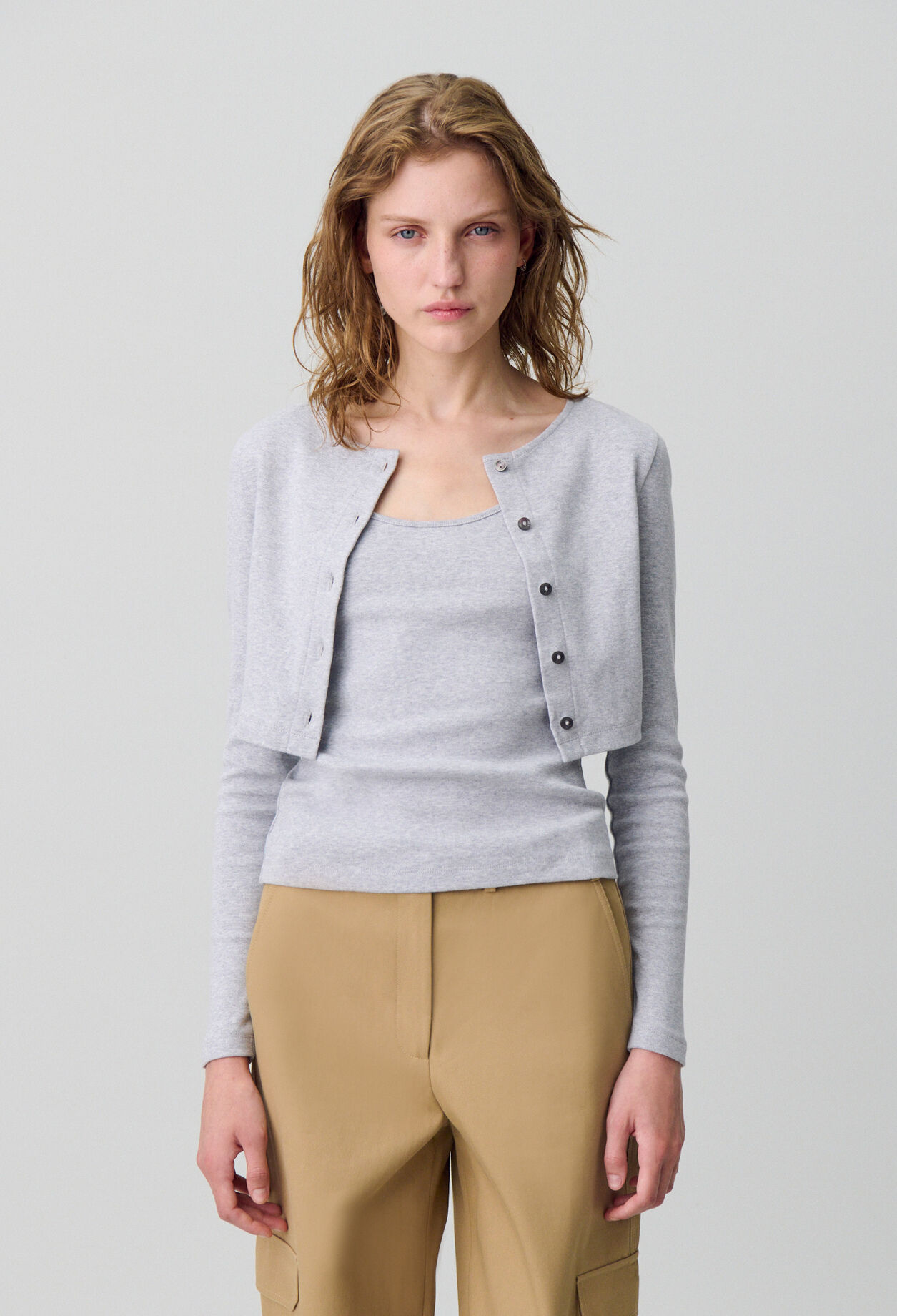Cotton Cardigan T-Shirt Set
