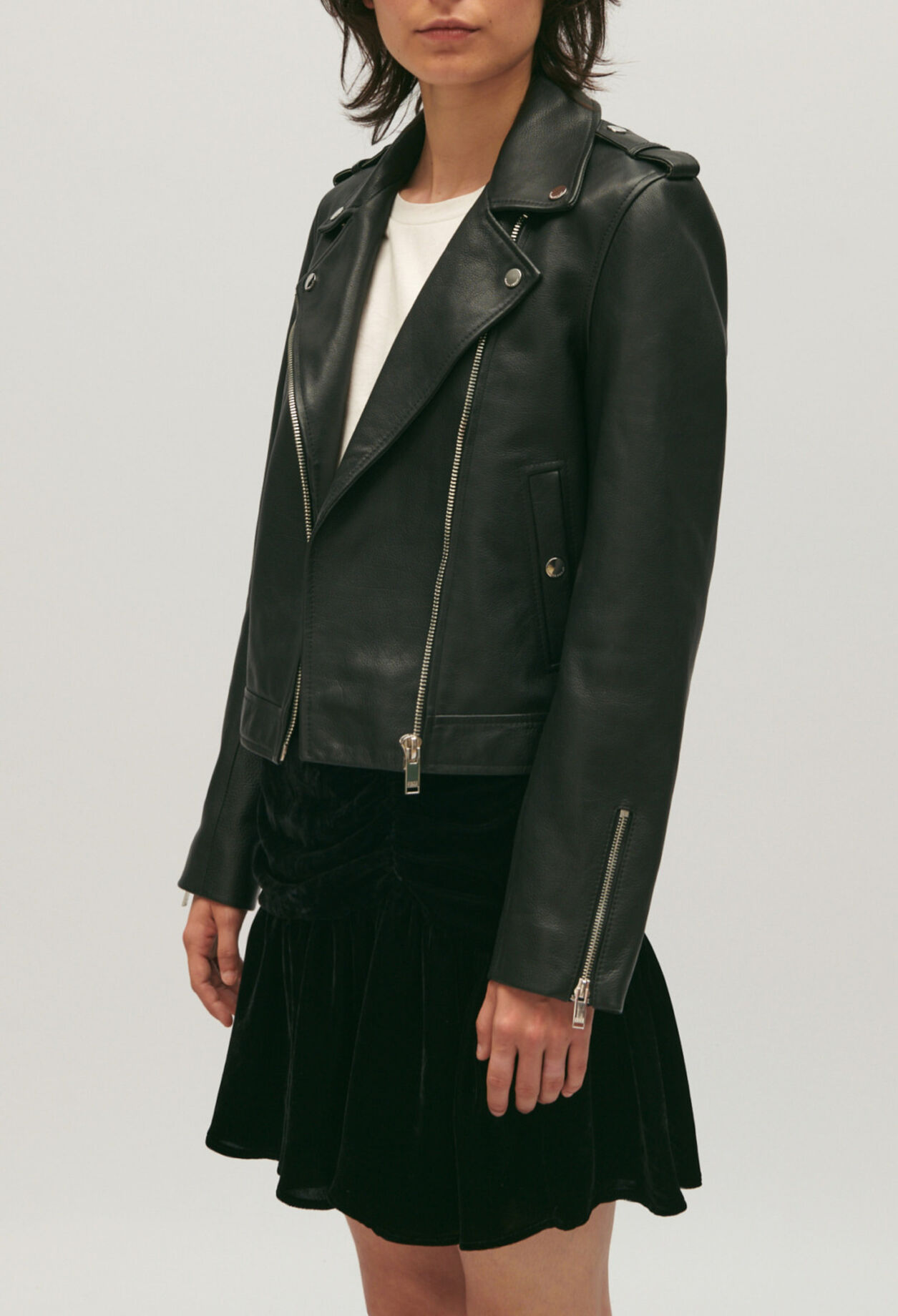 Black grained leather jacket 