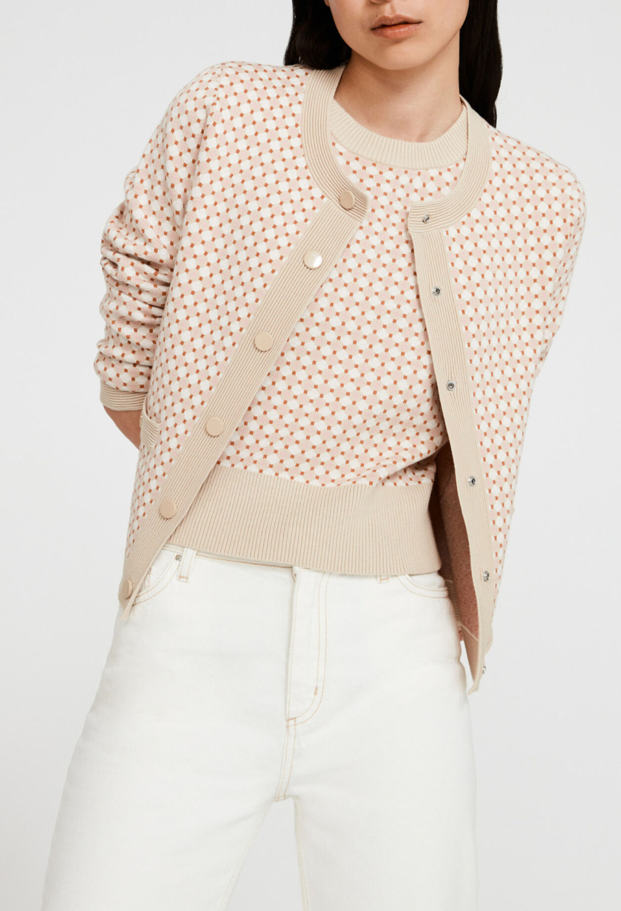 Cardigan maille à motifs