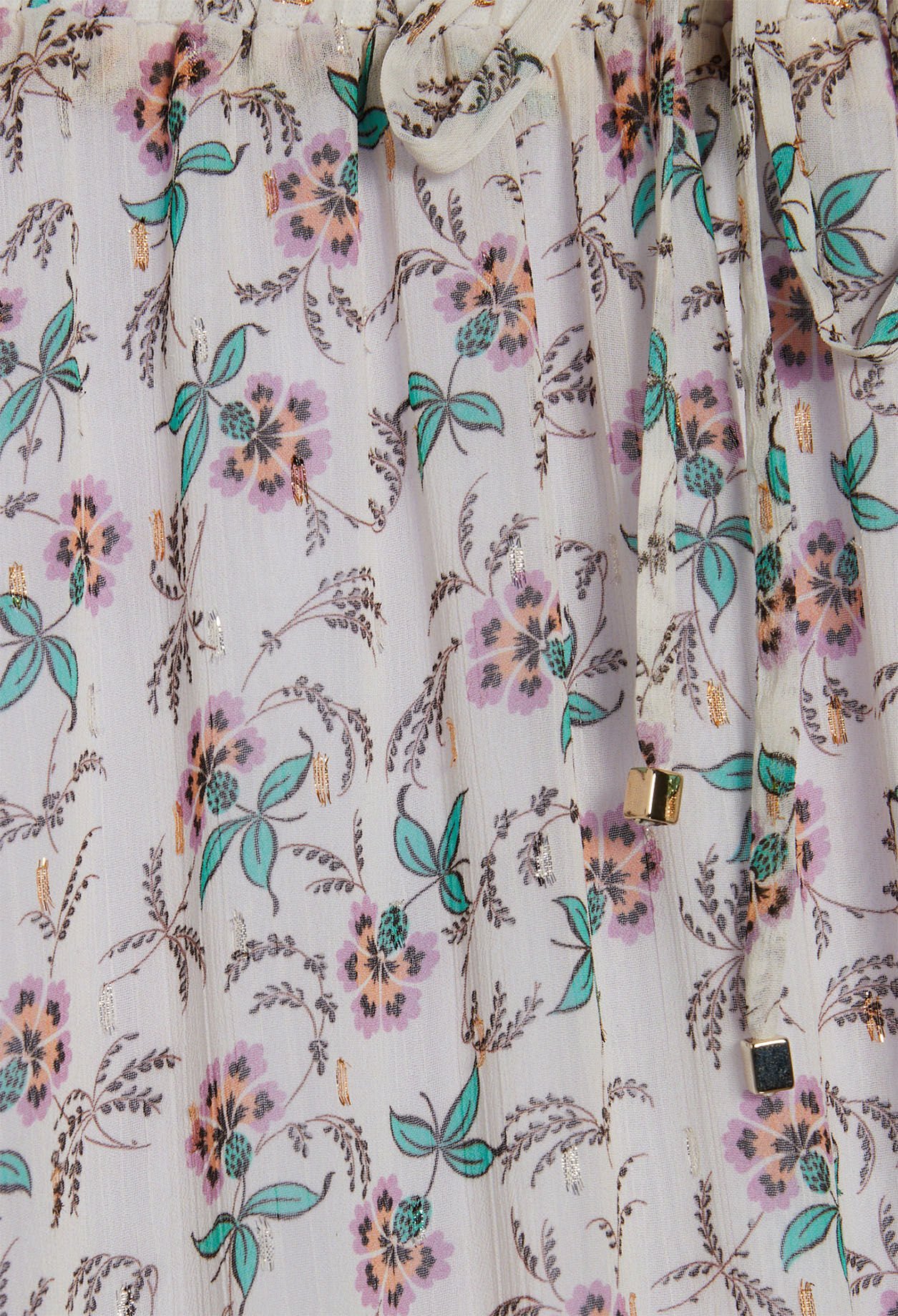 Jupe longue fendue floral métallisée