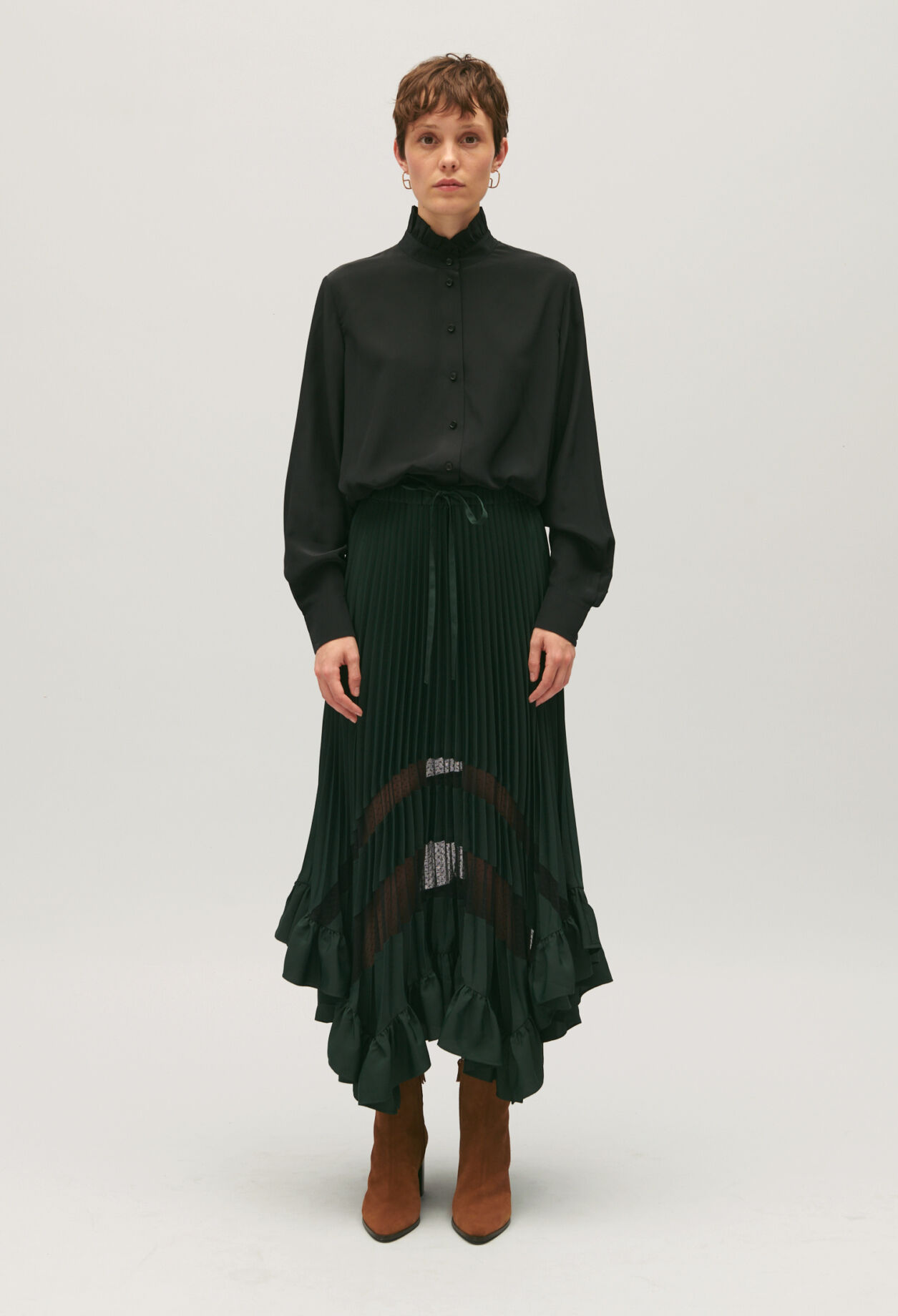 Jupe mi longue plissee volants pour femme Claudie Pierlot