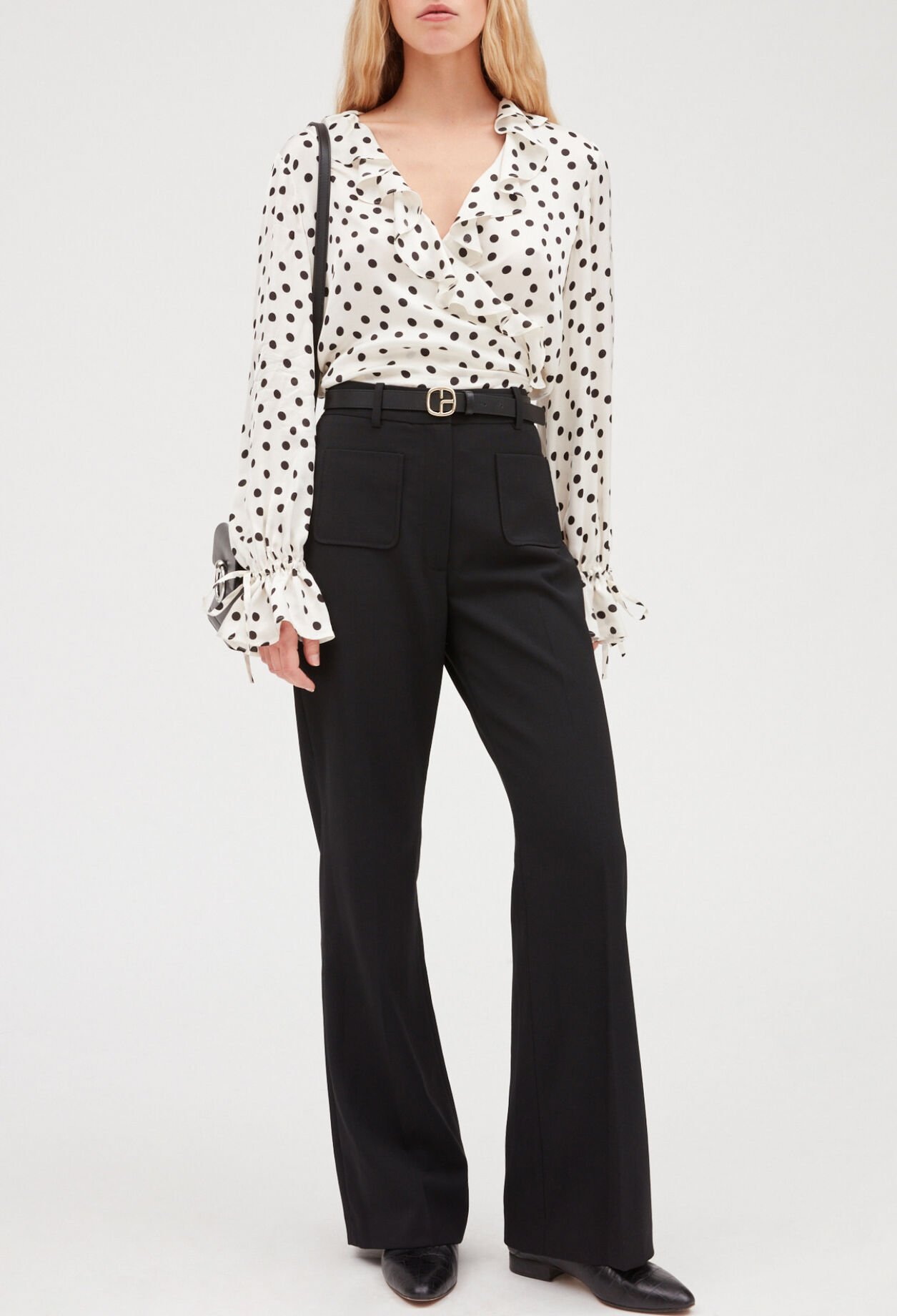 Ruffled blouse with polka dots