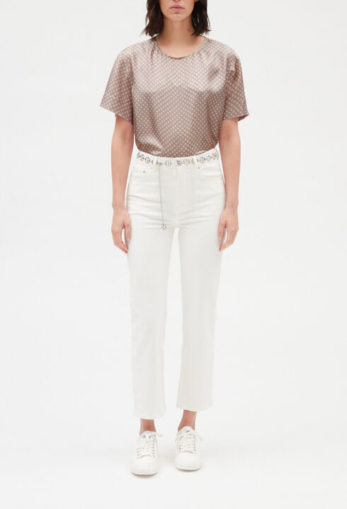 Blouse soie imprimé rose