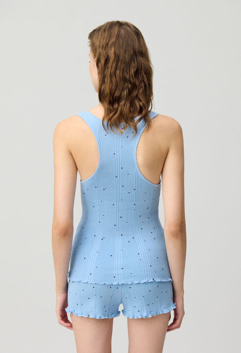 Polka Dot Fine Knit Tank Top
