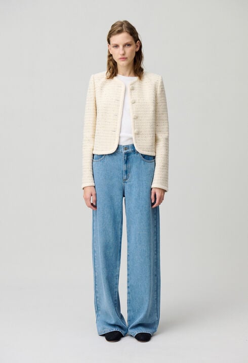 Veste courte tweed boutonné