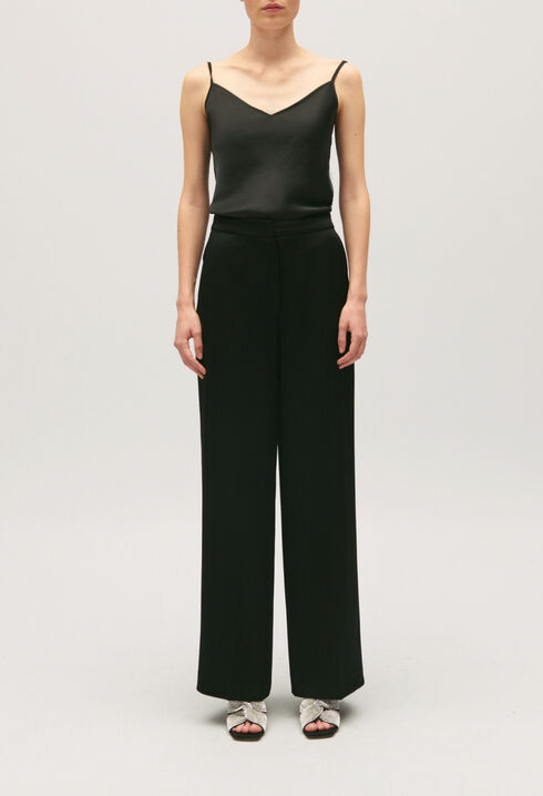 Pantalon tailleur satiné noir