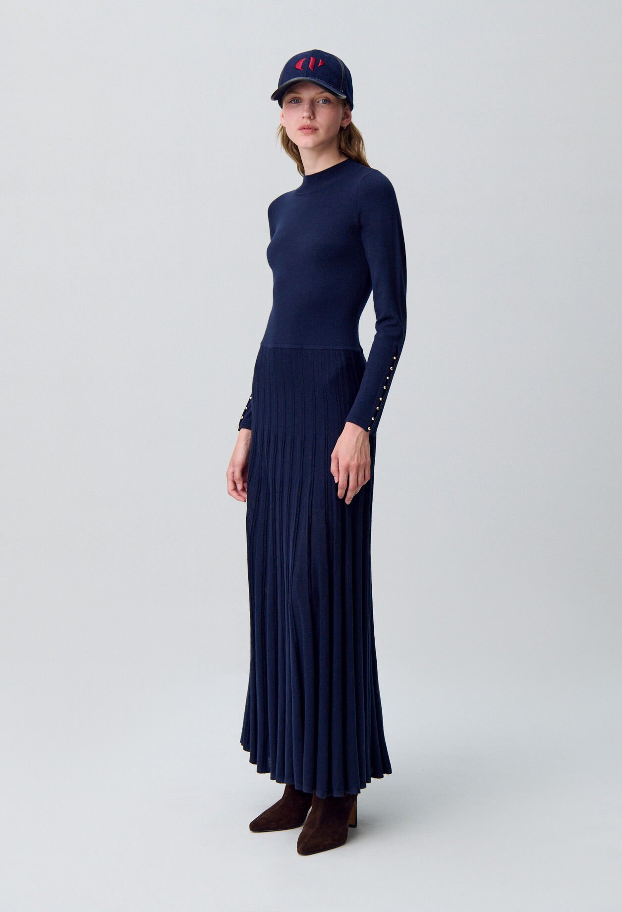 Robe longue maille col