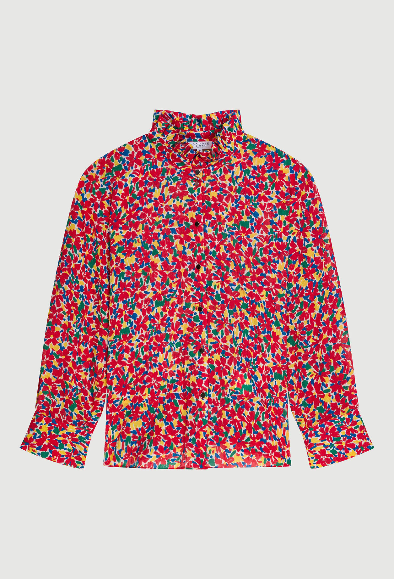 Chemise imprimée à col victorien