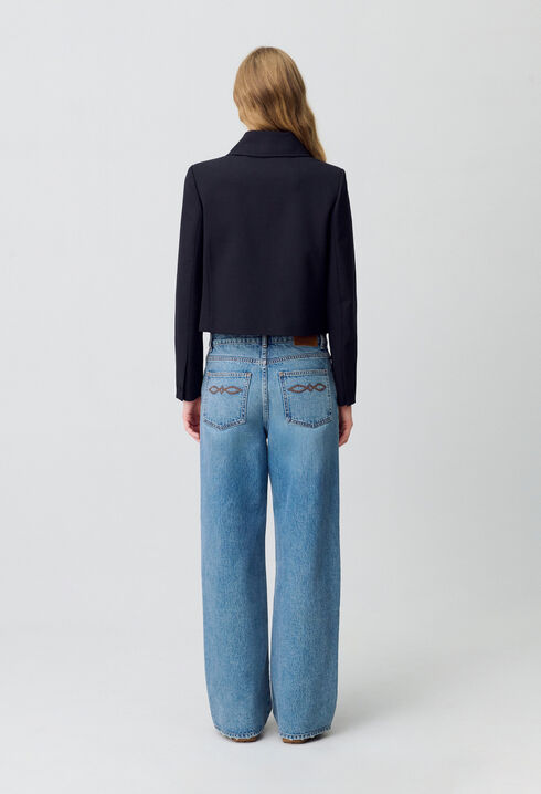 Veste boîte laine mélangée noir