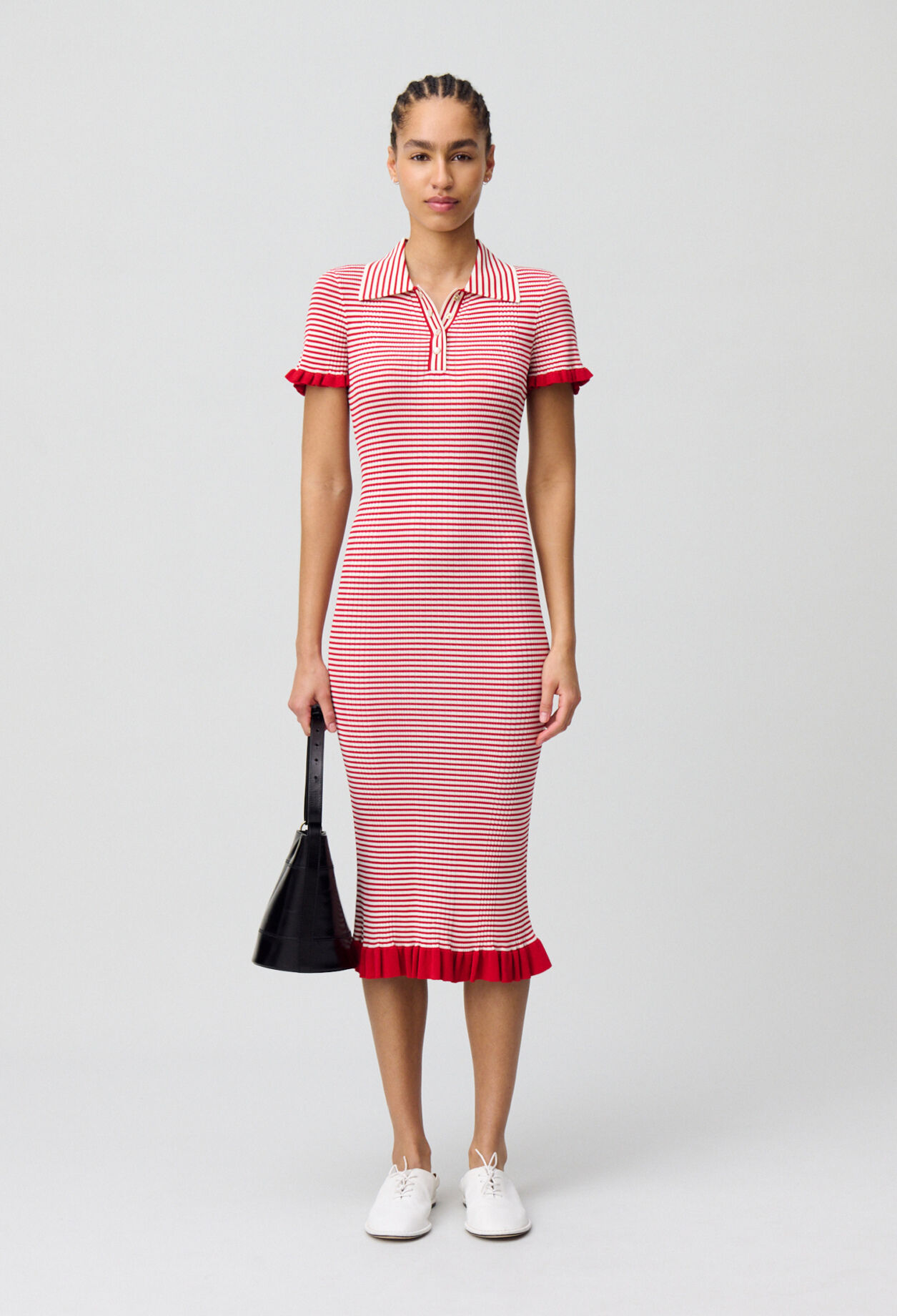 Robe longue maille fine rayée