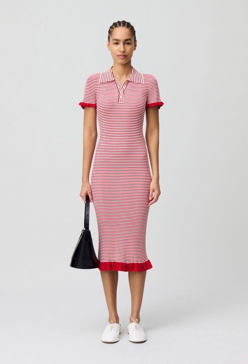 Robe longue maille fine rayée